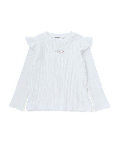 SLAP SLIP / スラップ スリップ Tシャツ | 肩フリルキラッとラメ刺しゅう長袖Tシャツ(80~130cm) | 詳細3