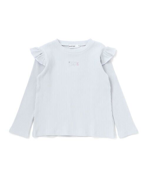 SLAP SLIP / スラップ スリップ Tシャツ | 肩フリルキラッとラメ刺しゅう長袖Tシャツ(80~130cm)（ブルー）