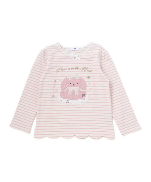 SLAP SLIP / スラップ スリップ Tシャツ | ユニコーンウサギアニマルモチーフ裾スカラップ長袖Tシャツ(80~130cm)（ピンク系）