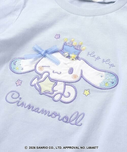 SLAP SLIP / スラップ スリップ Tシャツ | シナモロールポムポムプリンフロントプリント袖チュールTシャツ(80~130cm) | 詳細6