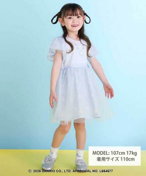 SLAP SLIP / スラップ スリップ ミニ丈・ひざ丈ワンピース | 【シナモロール/ポムポムプリン×SLAPSLIP】総柄プリントふわっとチュールフレアワンピース(90~130cm) | 詳細1