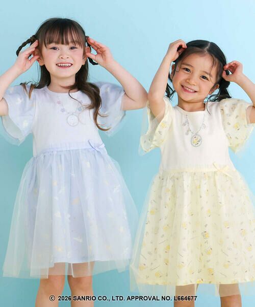 SLAP SLIP / スラップ スリップ ミニ丈・ひざ丈ワンピース | 【シナモロール/ポムポムプリン×SLAPSLIP】総柄プリントふわっとチュールフレアワンピース(90~130cm) | 詳細12