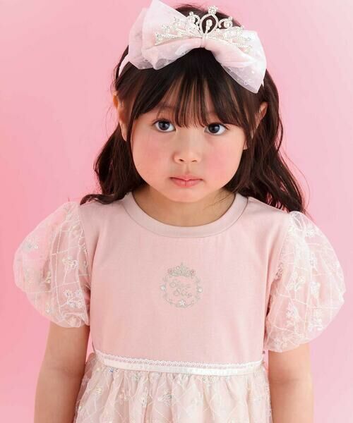 SLAP SLIP / スラップ スリップ ミニ丈・ひざ丈ワンピース | 【スラプリ/お揃い】スパンコールチュールレース天竺ワンピース(80~130cm) | 詳細2