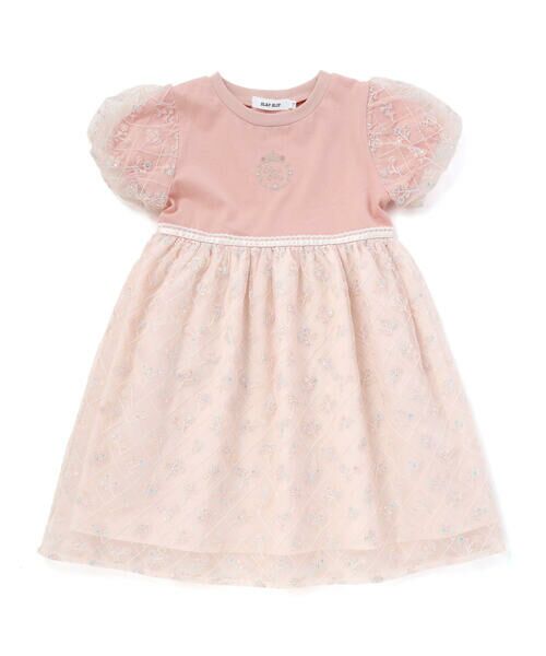 SLAP SLIP / スラップ スリップ ミニ丈・ひざ丈ワンピース | 【スラプリ/お揃い】スパンコールチュールレース天竺ワンピース(80~130cm) | 詳細3