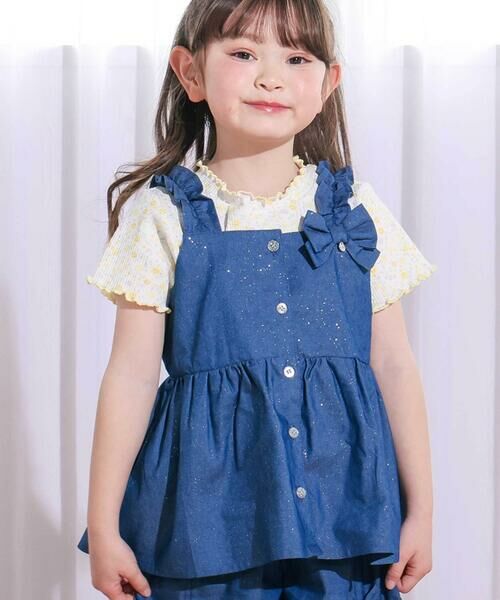 SLAP SLIP / スラップ スリップ その他トップス | ラメデニムビスチェ&ショートパンツセットアップ(90~130cm) | 詳細2