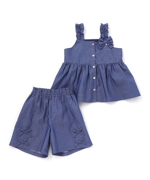 SLAP SLIP / スラップ スリップ その他トップス | ラメデニムビスチェ&ショートパンツセットアップ(90~130cm) | 詳細4