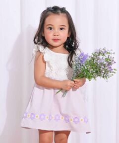 SLAP SLIP / スラップ スリップ ミニ丈・ひざ丈ワンピース | レース切り替え花柄ジャンパースカート(90~130cm)