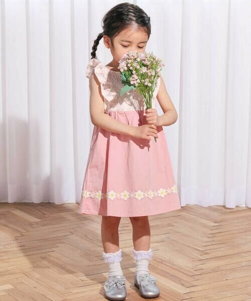 SLAP SLIP / スラップ スリップ ミニ丈・ひざ丈ワンピース | レース切り替え花柄ジャンパースカート(90~130cm) | 詳細2