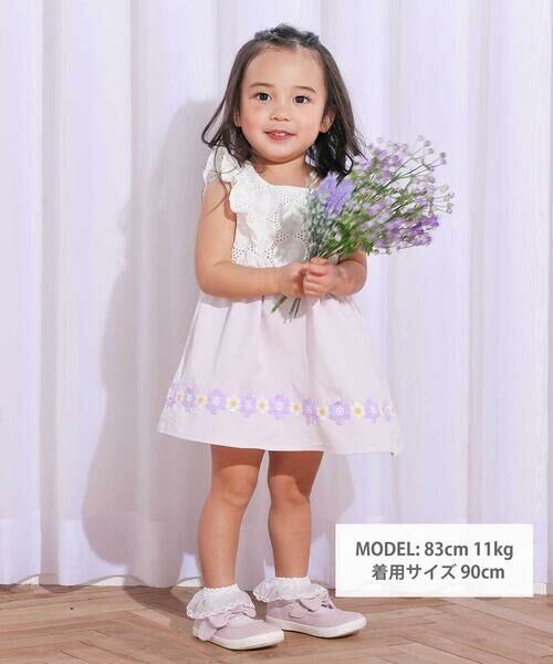 SLAP SLIP / スラップ スリップ ミニ丈・ひざ丈ワンピース | レース切り替え花柄ジャンパースカート(90~130cm) | 詳細7