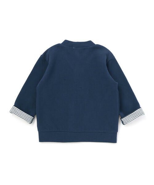 SLAP SLIP / スラップ スリップ ノーカラージャケット | 袖裏ボーダーVネックカーディガン(80~130cm) | 詳細4