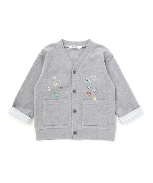 SLAP SLIP / スラップ スリップ ノーカラージャケット | 袖裏ボーダーVネックカーディガン(80~130cm) | 詳細15