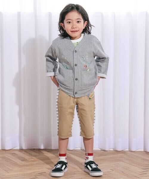 SLAP SLIP / スラップ スリップ ノーカラージャケット | 袖裏ボーダーVネックカーディガン(80~130cm) | 詳細13