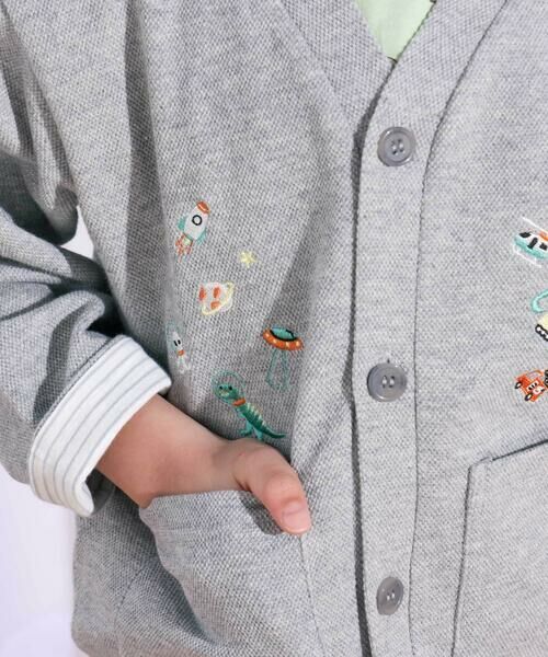 SLAP SLIP / スラップ スリップ ノーカラージャケット | 袖裏ボーダーVネックカーディガン(80~130cm) | 詳細14