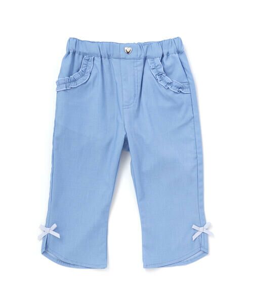 SLAP SLIP / スラップ スリップ ショート・ハーフ・半端丈パンツ | 裾フレア7分丈ストレッチツイルパンツ(80~130cm)（ブルー）