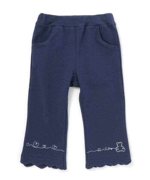 SLAP SLIP / スラップ スリップ その他パンツ | 裾スカラップハートウサギ・イヌ・クマ刺しゅう7分丈パンツ(80~120cm)（ネイビー）