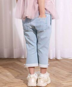 SLAP SLIP / スラップ スリップ その他パンツ | 裾レースウエストフリル7分丈デニムニットパンツ(80~130cm)