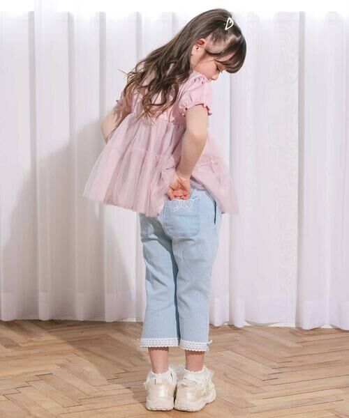 SLAP SLIP / スラップ スリップ その他パンツ | 裾レースウエストフリル7分丈デニムニットパンツ(80~130cm) | 詳細10