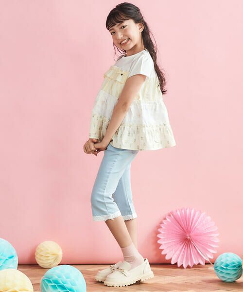 SLAP SLIP / スラップ スリップ その他パンツ | 裾レースウエストフリル7分丈デニムニットパンツ(80~130cm) | 詳細13