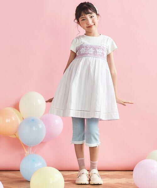 SLAP SLIP / スラップ スリップ その他パンツ | 裾レースウエストフリル7分丈デニムニットパンツ(80~130cm) | 詳細15