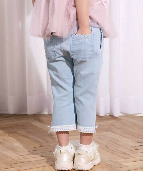 SLAP SLIP / スラップ スリップ その他パンツ | 裾レースウエストフリル7分丈デニムニットパンツ(80~130cm)（ブルー）