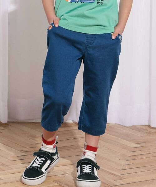 SLAP SLIP / スラップ スリップ その他パンツ | ポケット電車刺しゅう7分丈デニムパンツ(80~130cm)（ネイビー）