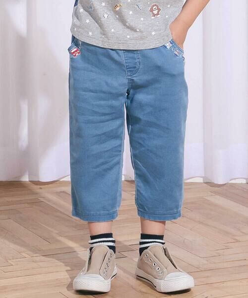 SLAP SLIP / スラップ スリップ その他パンツ | ポケット電車刺しゅう7分丈デニムパンツ(80~130cm)（ブルー）