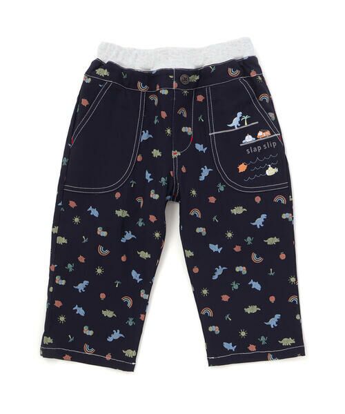 SLAP SLIP / スラップ スリップ その他パンツ | 恐竜海の生き物総柄7分丈パンツ(80~130cm)（ネイビー系）