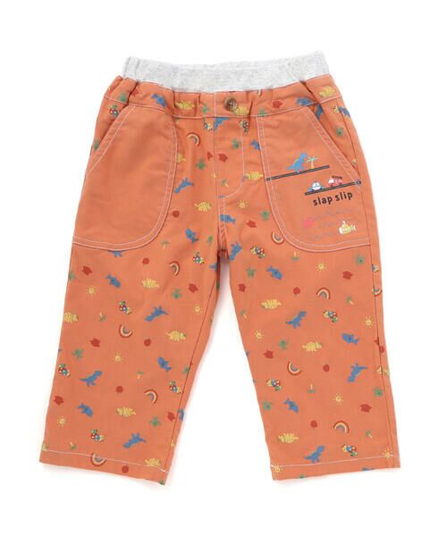 SLAP SLIP / スラップ スリップ その他パンツ | 恐竜海の生き物総柄7分丈パンツ(80~130cm)（オレンジ系）