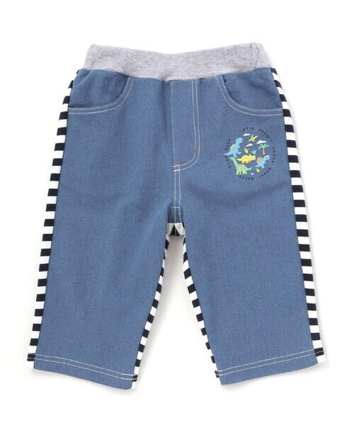 SLAP SLIP / スラップ スリップ ショート・ハーフ・半端丈パンツ | デニムニット&ストレッチツイル前後切り替え6分丈パンツ(80~130cm) | 詳細3