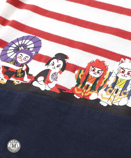 SLAP SLIP / スラップ スリップ Tシャツ | 【歌舞伎コラボ】ネコ歌舞伎切り替え7分丈天竺Ｔシャツ(80~130cm) | 詳細13