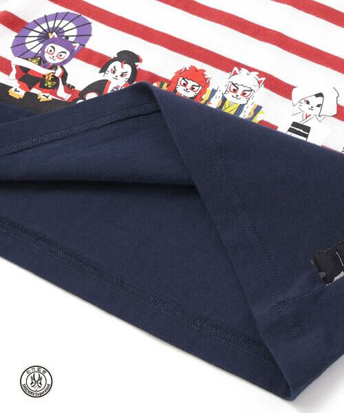 SLAP SLIP / スラップ スリップ Tシャツ | 【歌舞伎コラボ】ネコ歌舞伎切り替え7分丈天竺Ｔシャツ(80~130cm) | 詳細16