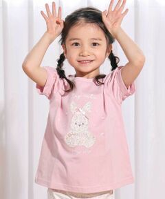 SLAP SLIP / スラップ スリップ Tシャツ | 【お揃い】モチーフパッチ刺しゅうリボンスリーブ半袖Tシャツ(80~130cm)