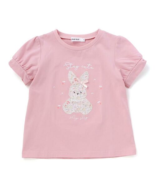 SLAP SLIP / スラップ スリップ Tシャツ | 【お揃い】モチーフパッチ刺しゅうリボンスリーブ半袖Tシャツ(80~130cm) | 詳細2