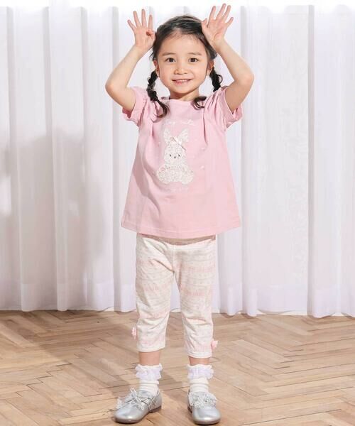 SLAP SLIP / スラップ スリップ Tシャツ | 【お揃い】モチーフパッチ刺しゅうリボンスリーブ半袖Tシャツ(80~130cm) | 詳細1