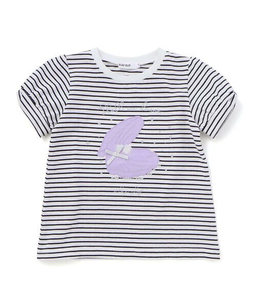 SLAP SLIP / スラップ スリップ Tシャツ | 【お揃い】モチーフパッチ刺しゅうリボンスリーブ半袖Tシャツ(80~130cm) | 詳細15