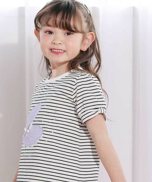 SLAP SLIP / スラップ スリップ Tシャツ | 【お揃い】モチーフパッチ刺しゅうリボンスリーブ半袖Tシャツ(80~130cm) | 詳細16