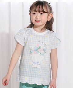 SLAP SLIP / スラップ スリップ Tシャツ | 【お揃い】花モチーフ付き裾スカラップ天竺半袖Tシャツ(80~130cm)