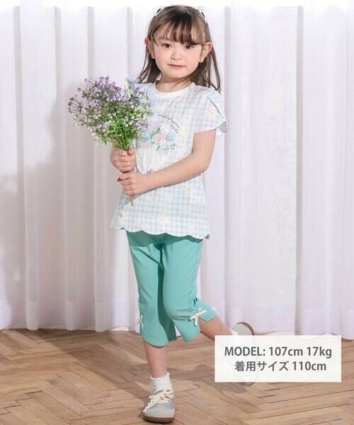 SLAP SLIP / スラップ スリップ Tシャツ | 【お揃い】花モチーフ付き裾スカラップ天竺半袖Tシャツ(80~130cm) | 詳細1