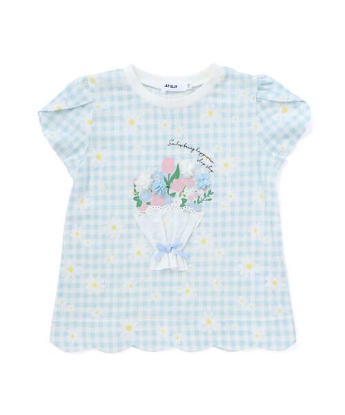SLAP SLIP / スラップ スリップ Tシャツ | 【お揃い】花モチーフ付き裾スカラップ天竺半袖Tシャツ(80~130cm) | 詳細3