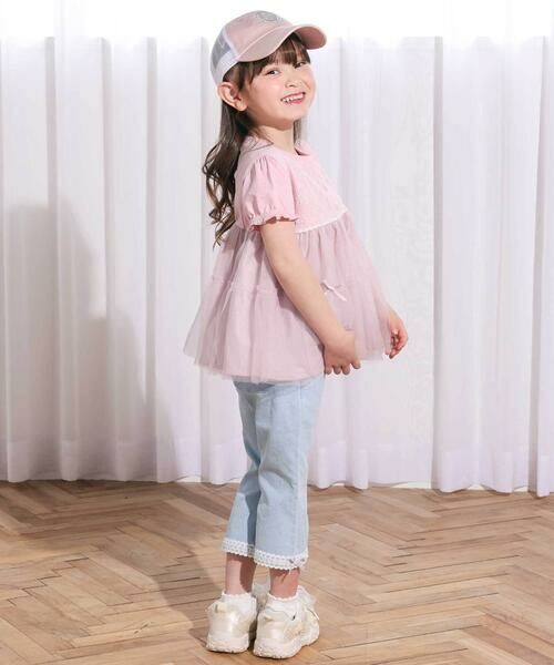 SLAP SLIP / スラップ スリップ Tシャツ | 花柄チュールドッキング天竺Ｔシャツ(80~130cm) | 詳細2