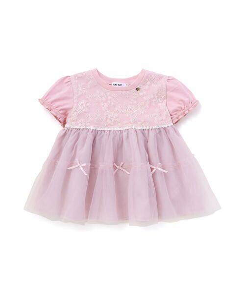 SLAP SLIP / スラップ スリップ Tシャツ | 花柄チュールドッキング天竺Ｔシャツ(80~130cm) | 詳細4