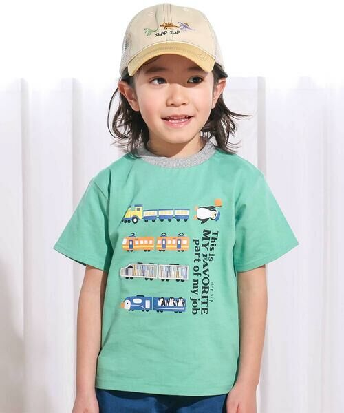 SLAP SLIP / スラップ スリップ Tシャツ | アニマルモチーフプリント天竺Tシャツ(80~130cm)（グリーン）