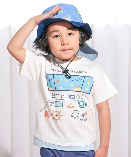SLAP SLIP / スラップ スリップ Tシャツ | 操縦席プリント天竺Tシャツ(80~130cm)（ホワイト）