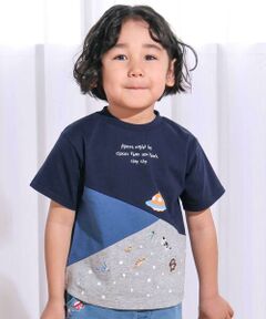 SLAP SLIP / スラップ スリップ Tシャツ | 宇宙&海モチーフ切り替え天竺Tシャツ(80~130cm)