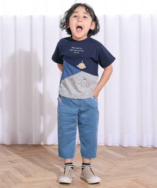 SLAP SLIP / スラップ スリップ Tシャツ | 宇宙&海モチーフ切り替え天竺Tシャツ(80~130cm) | 詳細2