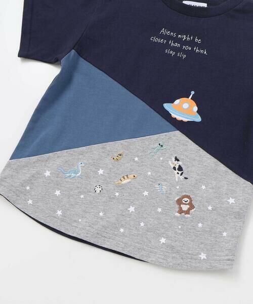 SLAP SLIP / スラップ スリップ Tシャツ | 宇宙&海モチーフ切り替え天竺Tシャツ(80~130cm) | 詳細5