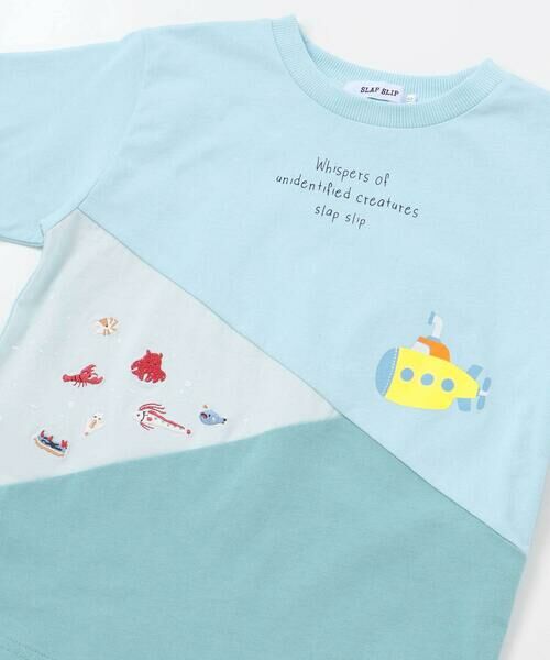 SLAP SLIP / スラップ スリップ Tシャツ | 宇宙&海モチーフ切り替え天竺Tシャツ(80~130cm) | 詳細9
