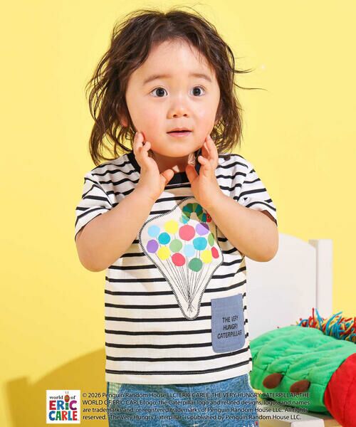 SLAP SLIP / スラップ スリップ Tシャツ | 【絵本コラボ-はらぺこあおむし-】無地&ボーダー柄半袖Tシャツ(80~120cm)（ブラック系）