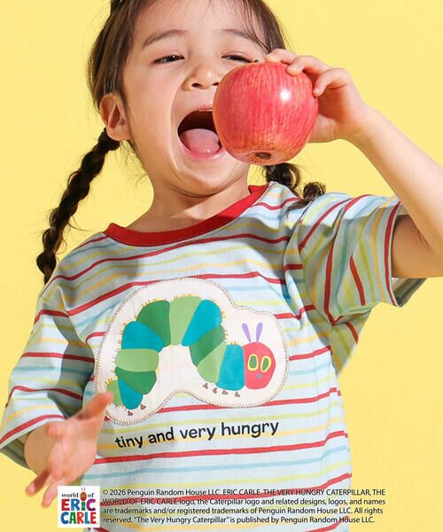 SLAP SLIP / スラップ スリップ Tシャツ | 【絵本コラボ-はらぺこあおむし-】無地&ボーダー柄半袖Tシャツ(80~120cm) | 詳細18