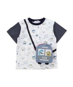 SLAP SLIP / スラップ スリップ Tシャツ | 【お揃い】恐竜総柄ポシェット付き天竺Tシャツ(80~130cm)